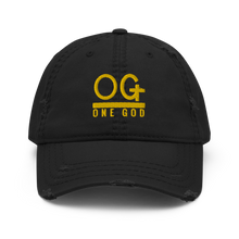 Load image into Gallery viewer, Gold Series "OG One God" Distressed Dad Hat