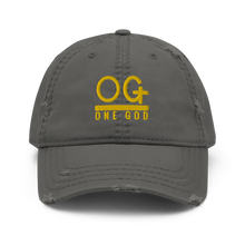 Load image into Gallery viewer, Gold Series "OG One God" Distressed Dad Hat