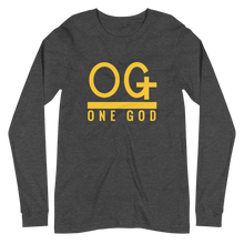 Load image into Gallery viewer, Gold Series “OG One God” Men’s/Unisex Long Sleeve Tee