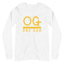 Load image into Gallery viewer, Gold Series “OG One God” Men’s/Unisex Long Sleeve Tee