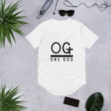 Load image into Gallery viewer, &quot;OG One God&quot; CURVED Hem T-Shirt Men&#39;s/Unisex
