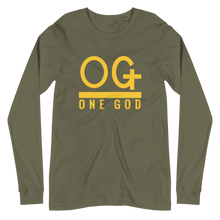 Load image into Gallery viewer, Gold Series “OG One God” Men’s/Unisex Long Sleeve Tee
