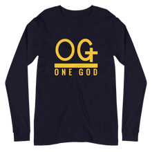 Load image into Gallery viewer, Gold Series “OG One God” Men’s/Unisex Long Sleeve Tee
